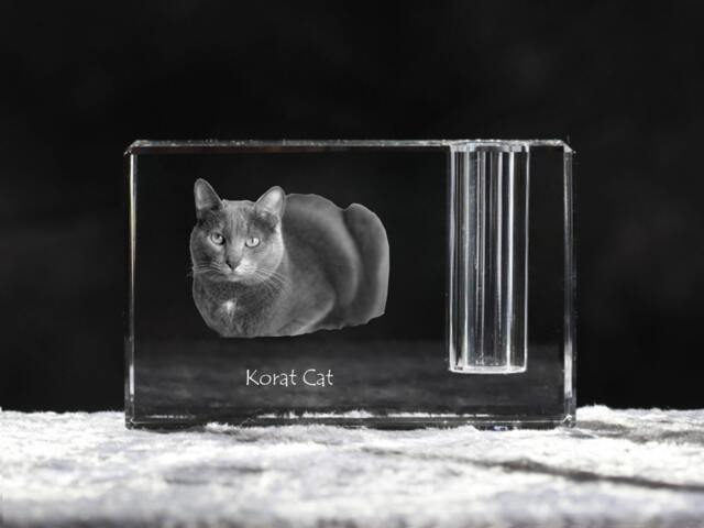 Korat , Crystal Pen Holder With Cat, Souvenir, Decoration, Limited Edition, Collection - image 1
