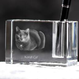 Korat , Crystal Pen Holder With Cat, Souvenir, Decoration, Limited Edition, Collection - thumbnail 2