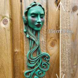 Emily, Art Nouveau Inspired Wall Art Hand Painted Distressed Green, Blue Or Grey Stone - thumbnail 3