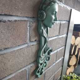 Emily, Art Nouveau Inspired Wall Art Hand Painted Distressed Green, Blue Or Grey Stone - thumbnail 2