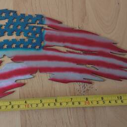 American Flag Decoration Indoor Outdoor Home Living Room Patriotic United States Of America Metal Steel Decor Red Blue Line Wall Hanging - thumbnail 4