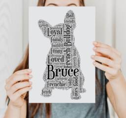Personalized French Bulldog Word Art Print Pet Memorial Gift - thumbnail 1