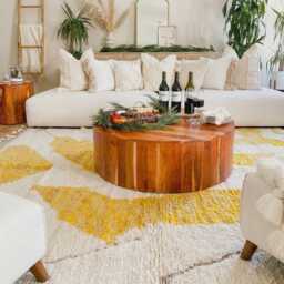 Moroccan White & Yellow Berber Rug, Boho Nursery Authentic Beni Ourain Carpet, Large Area Handwoven Wool Shag Rug - thumbnail 3