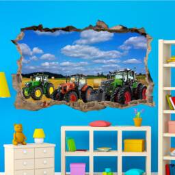 Powerful Modern Tractors Fields Hay Stacks Wall Art Sticker Decal Mural Poster Decor 1001 - thumbnail 3