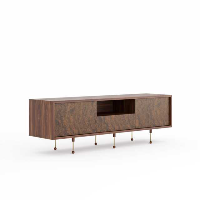 Walnut Burl Mid Century Modern Tv Stand, Media Console - image 1