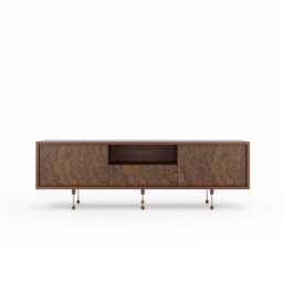 Walnut Burl Mid Century Modern Tv Stand, Media Console - thumbnail 2