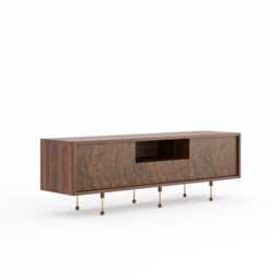 Walnut Burl Mid Century Modern Tv Stand, Media Console