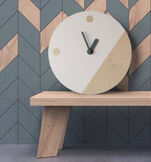 Scandi Wooden Wall Clock Minimalist White & Wood Dots Design Mid-Century Art Silent - image 1