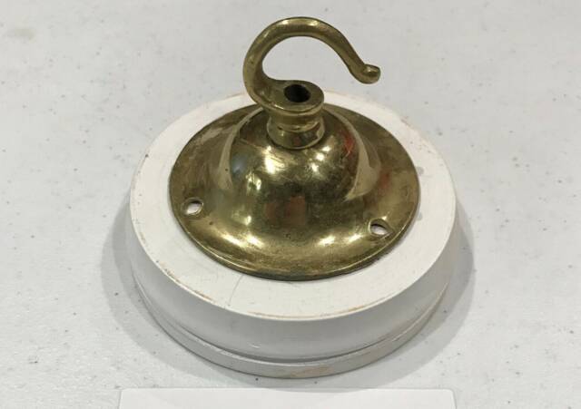 Brass Ceiling Hook Lamp Chandelier Light Wall Patras Wooden Mount Hanging Chain Antique Old - image 1
