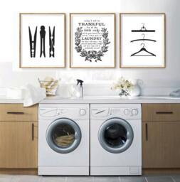 Laundry Wall Decor Art - Thankful For Little Socks Hanger Clothespin Set Of 3 Farmhouse Room Print, Framed Print Or Canvas Sign - thumbnail 2