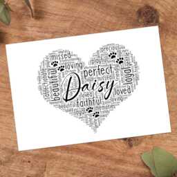 Personalised Pet Loss Heart Word Art Print, in Memory, Memorial Gift, Custom Wall Framed Picture, Present For Dog, Cat Owner Nl - thumbnail 3