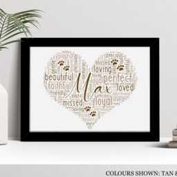 Personalised Pet Loss Heart Word Art Print, in Memory, Memorial Gift, Custom Wall Framed Picture, Present For Dog, Cat Owner Nl - thumbnail 2