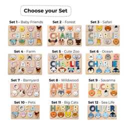 Baby Girl Name Puzzle, Personalized Puzzle With Farm Animals, 3 Years Old, Christmas Gifts For Kids, Wooden Toddler Toys, Montessori Board - thumbnail 2