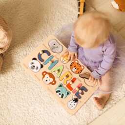 Baby Girl Name Puzzle, Personalized Puzzle With Farm Animals, 3 Years Old, Christmas Gifts For Kids, Wooden Toddler Toys, Montessori Board - thumbnail 4