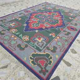 Handmade Afghan Satranji Rug Turkmen Geometric Wool Rug, 6.2x8.8Ft - thumbnail 2