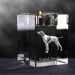 English Pointer, Crystal Candlestick With Dog, Souvenir, Decoration, Limited Edition, Collection - thumbnail 2