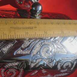 Moroccan Silver Colour Hand Engraved/Hammered Wall Mounted Toilet Paper Roll Holder - Various - thumbnail 3