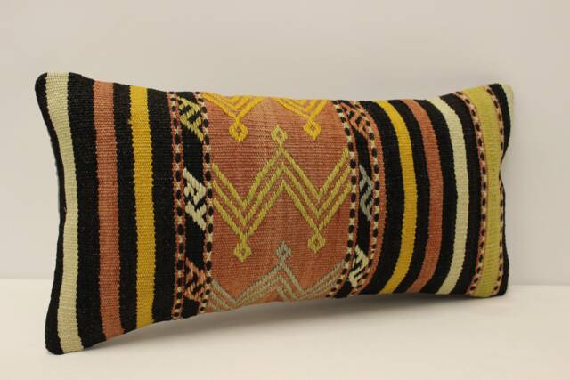 Kilim Pillow Cover 10x20 Inches 25x50 cm Lumbar Cushion Throw Sofa 4Yef-677 - image 1