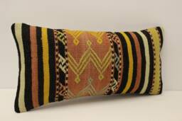Kilim Pillow Cover 10x20 Inches 25x50 cm Lumbar Cushion Throw Sofa 4Yef-677 - thumbnail 1