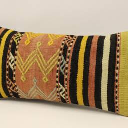 Kilim Pillow Cover 10x20 Inches 25x50 cm Lumbar Cushion Throw Sofa 4Yef-677 - thumbnail 3