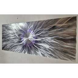 Optics. Modern Abstract Metal Wall Art, Silver, Purple & Grey, Indoor/Outdoor - thumbnail 4