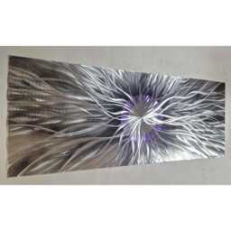 Optics. Modern Abstract Metal Wall Art, Silver, Purple & Grey, Indoor/Outdoor - thumbnail 3