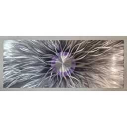 Optics. Modern Abstract Metal Wall Art, Silver, Purple & Grey, Indoor/Outdoor - thumbnail 2