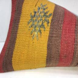 Vintage Kilim Lumbar Pillow, Handwoven Turkish Pillow Cover - 12x24 - thumbnail 3