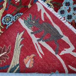 5'2x6'6 Red Kazak A Trees Of Rug, Afghan Brand New Luxury Rug, Medallion Geometric Area Rug For Living Room - thumbnail 4