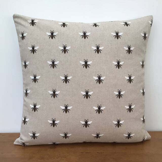 Bumble Bee Scandi Cushion Cover Linen Look Fabric 17 - image 1