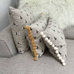 Bumble Bee Scandi Cushion Cover Linen Look Fabric 17 - thumbnail 2