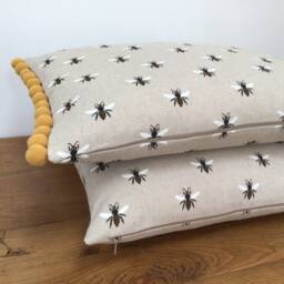 Bumble Bee Scandi Cushion Cover Linen Look Fabric 17 - thumbnail 3