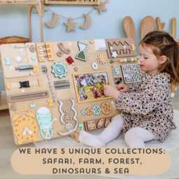 Large Montessori Busy Board Sensory Learning Toy, Magnetic Animals - thumbnail 2