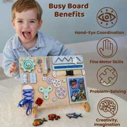 Large Montessori Busy Board Sensory Learning Toy, Magnetic Animals - thumbnail 3