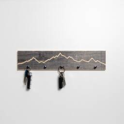 Key Rack Made Of Reclaimed Wood With A Mountain Contour - Handmade in Bavaria Wooden Hook Rail Wall Decoration