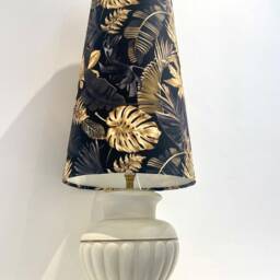New Handmade Luxurious Velvet Black Golden Leaf Lamp Shade Cone Shape - thumbnail 3