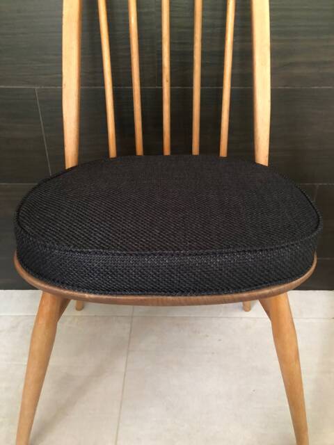 Myhome New Seat Pad(S For Ercol Dining Chairs With Straps & Press Studs - Black - image 1