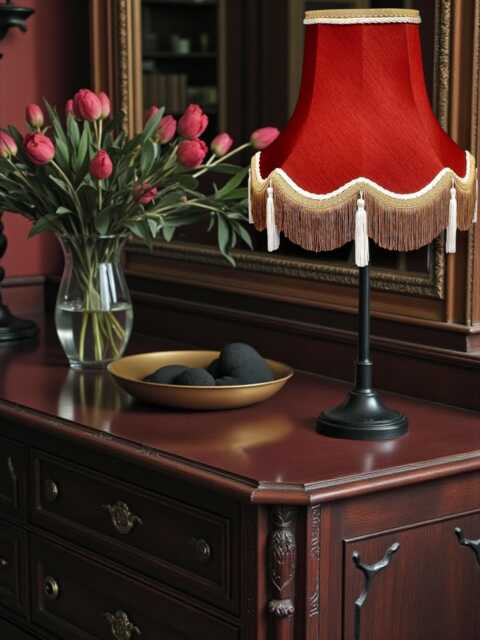 Traditional Burgundy Red Fabric Lampshade Handmade For Table & Floor Standard Lamp Bases, Wall Light Fixtures, Ceiling Fittings - image 1