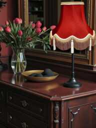 Traditional Burgundy Red Fabric Lampshade Handmade For Table & Floor Standard Lamp Bases, Wall Light Fixtures, Ceiling Fittings - thumbnail 1