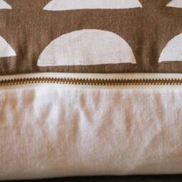 Hand Block Print Linen Pillow Cover Boho Half Moon Design, Geometric Home Decor - thumbnail 4