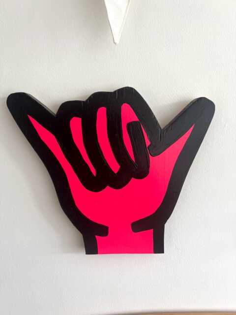 Handmade Wooden Shaka Sign, Retro Surf Wall Art - 11.5 X 10 In - image 1