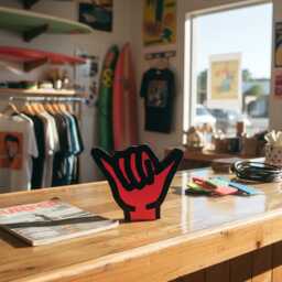 Handmade Wooden Shaka Sign, Retro Surf Wall Art - 11.5 X 10 In - thumbnail 2