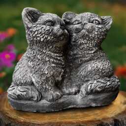 Cute Couple Cats Statue Concrete Sitting Cat Sculpture Stone Kitty Figurine Yard Handmade Garden Art Decor Kitten Lover Gift - thumbnail 1