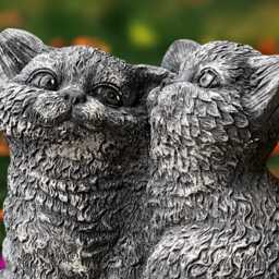 Cute Couple Cats Statue Concrete Sitting Cat Sculpture Stone Kitty Figurine Yard Handmade Garden Art Decor Kitten Lover Gift - thumbnail 4