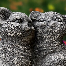 Cute Couple Cats Statue Concrete Sitting Cat Sculpture Stone Kitty Figurine Yard Handmade Garden Art Decor Kitten Lover Gift - thumbnail 3