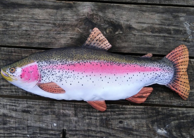 Fish Pillow Salmon Trout Neck Animal Relax Fisherman Gift - image 1