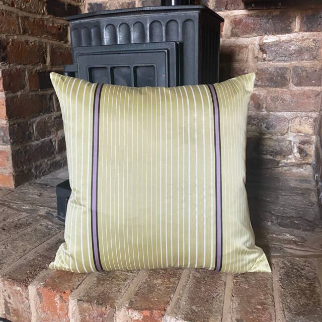 1060. Handmade Soft Gold Purple Stripe, Jacquard Cushion Cover, 18x18 Inch - image 1