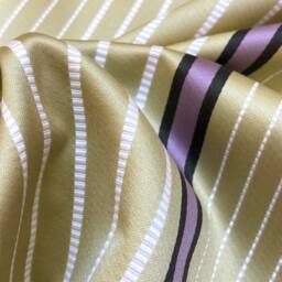 1060. Handmade Soft Gold Purple Stripe, Jacquard Cushion Cover, 18x18 Inch - thumbnail 2