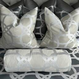 Champagne Ivory Geometric Cushion Cover - Fascino Clarke & Designer Fabric, Luxury Handmade Pillow Case in All Sizes - thumbnail 4