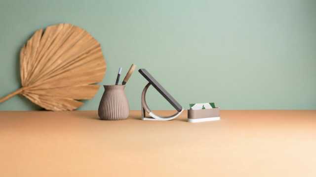 Recycled Wood Fiber 3D Desk Set, Office Accessories, Storage & Decoration, Scandinavian Design, Gift For Home - image 1